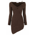 The Attico knit Ribbed Dress Brown