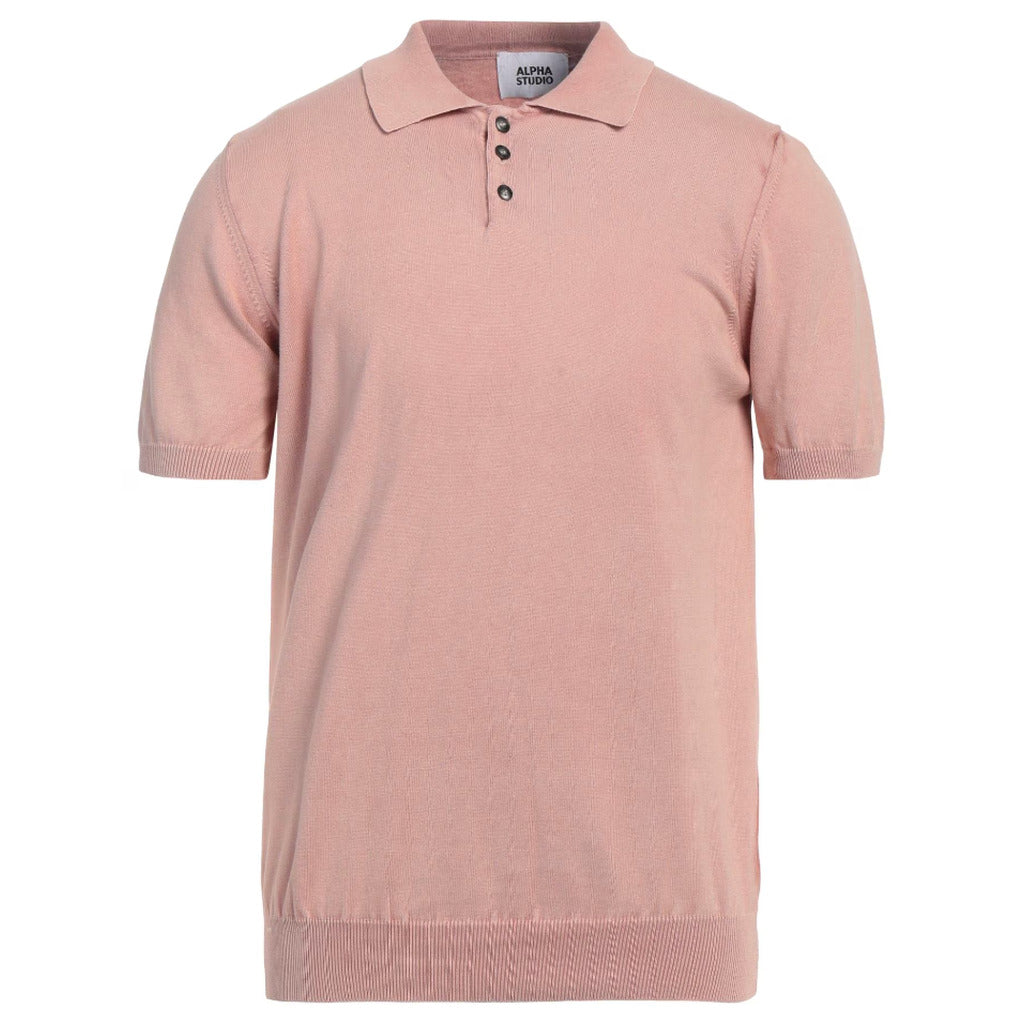 Alpha Studio Cotton Polo Shirt Pink