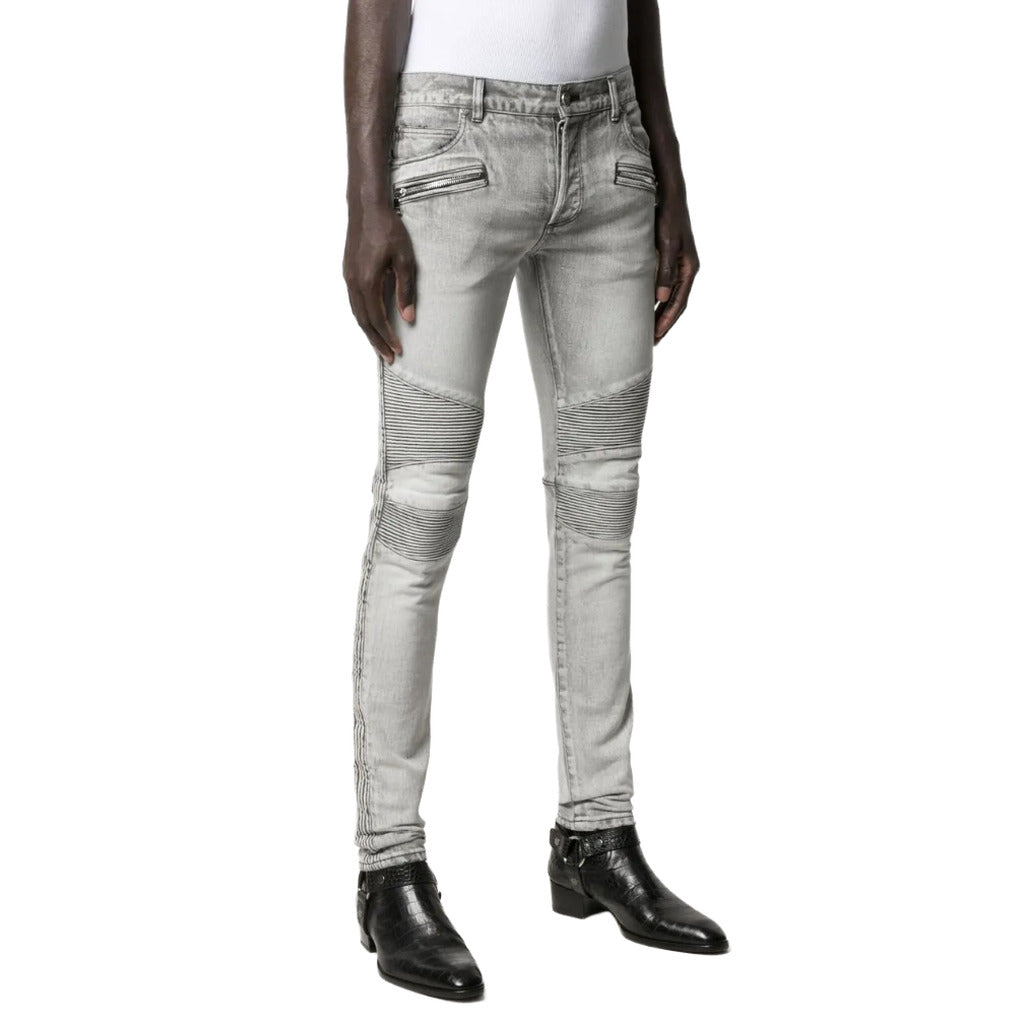 Balmain Cotton Jeans Slim Fit Grigi Grey — view 3