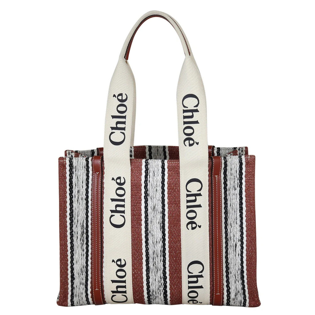 Chloè Calfskin Woody Medium Canvas Tote Bag Tan — view 2