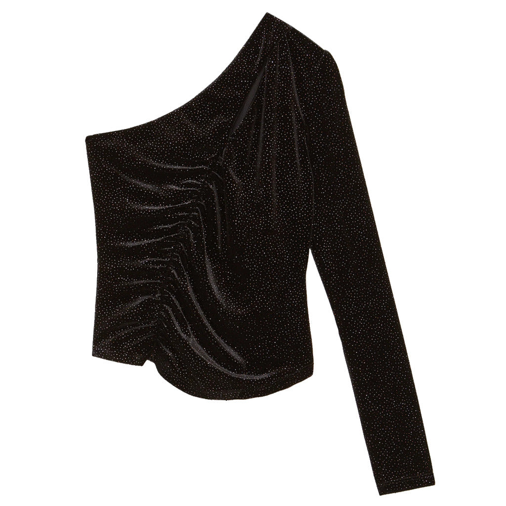 Patrizia Pepe Velvet Sweater Top Purple Glitter