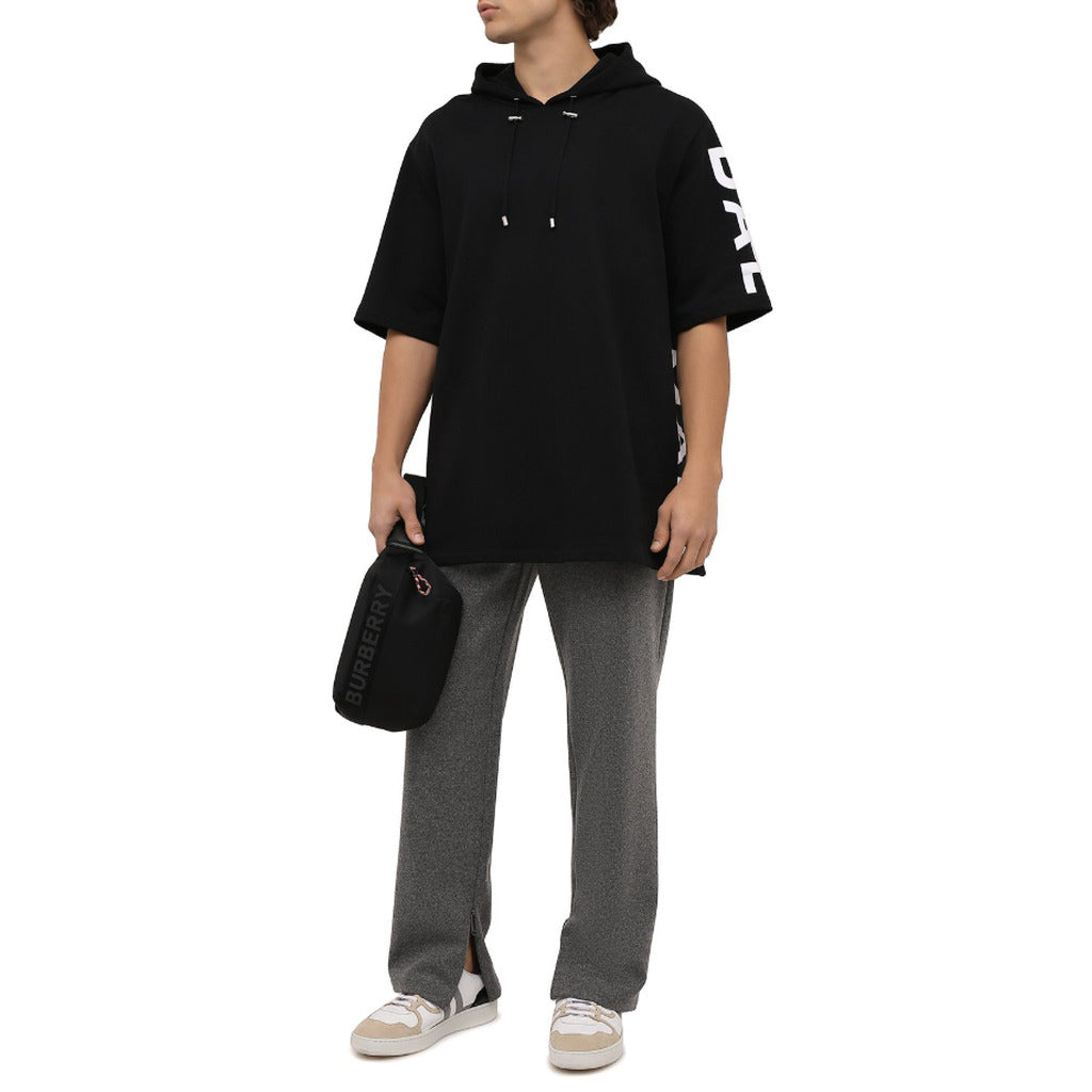 Balmain black cotton half-sleeve sweatshirt, black