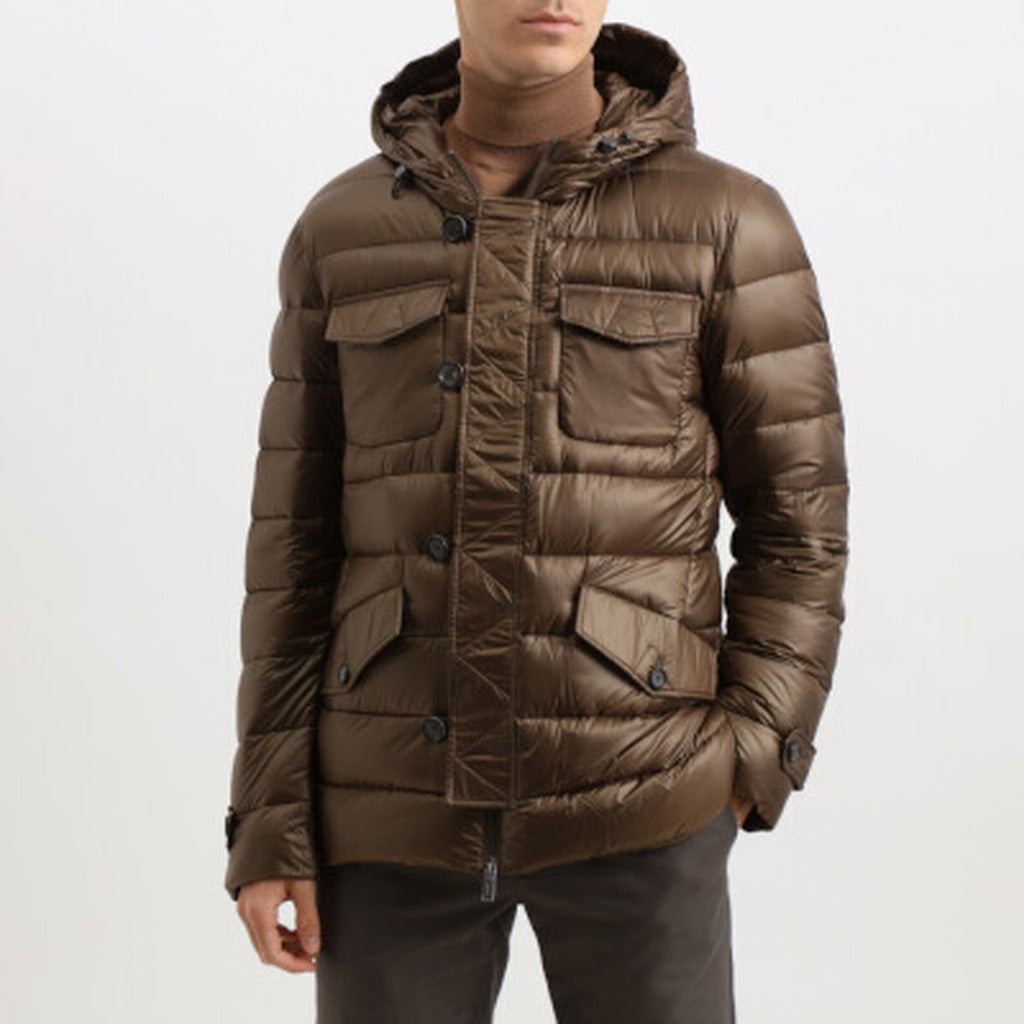 Add Waterproof Jacket With Hood And Four Pockets Brown