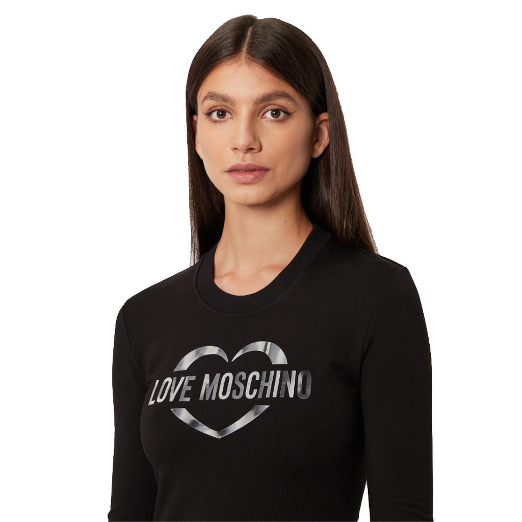 Love Moschino Cotton Blend Dress With Metallic Rubber Logo — view 3