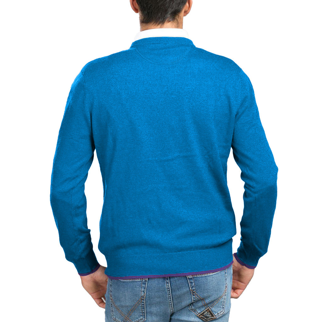 La Martina Cotton Man Sweater Crewneck Lambscot Purple — view 2