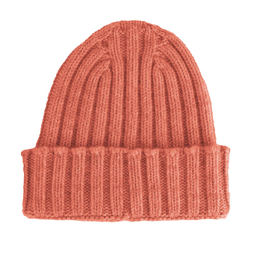Mütze, 100 % Kaschmir, englische Strickart, rot