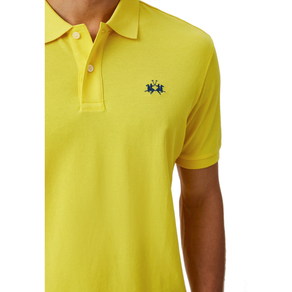 La Martina Cotton Polo Shirt, Contrasting Embroidered Logo On — view 3