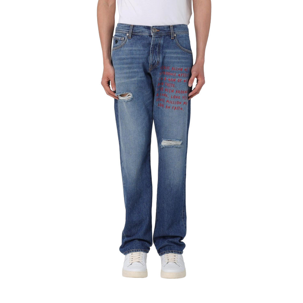 Victory Gate Leather Denim Slim Fit Indaco Red