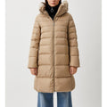 Add Long Beige Colored Down Jacket In Water-Repellent
