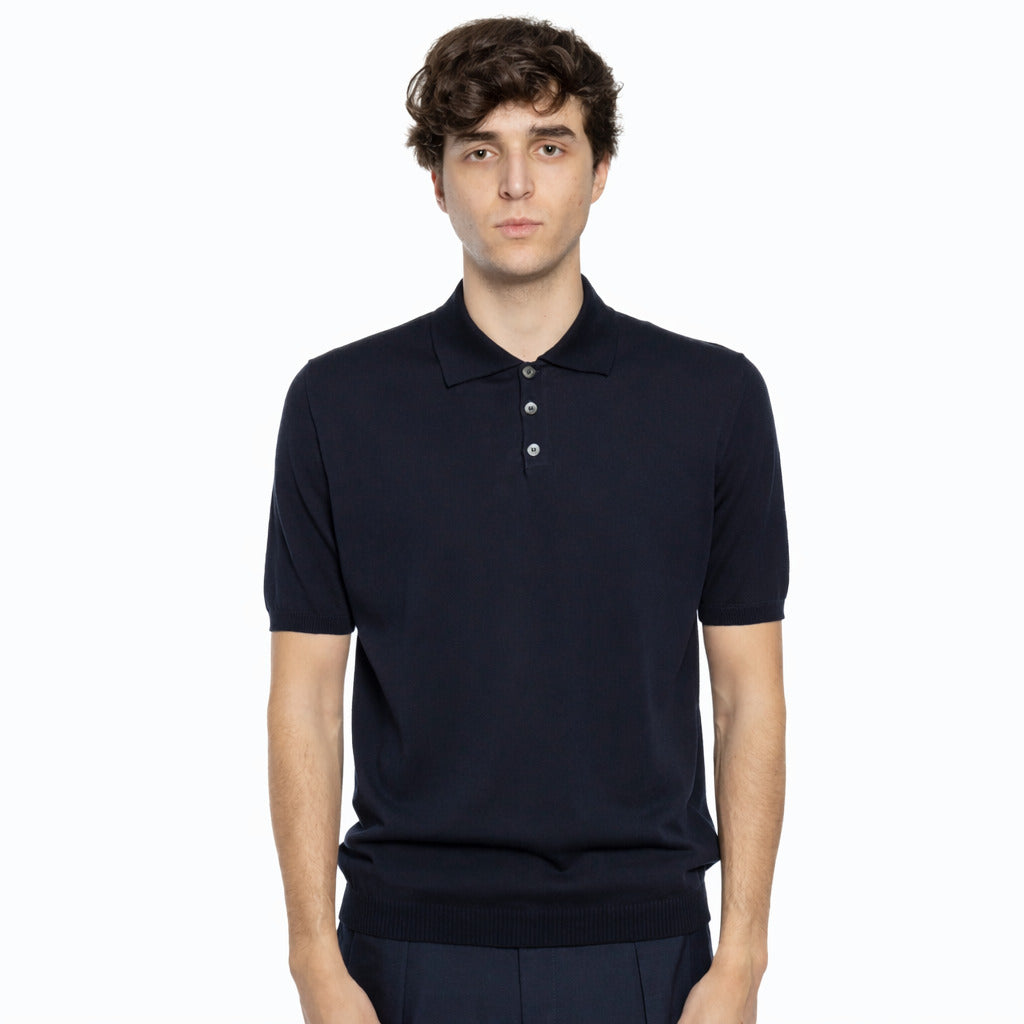 Alpha Studio Cotton Polo Shirt Blue — view 2