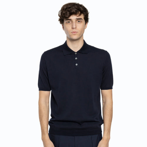 Alpha Studio Cotton Polo Shirt Blue — view 2