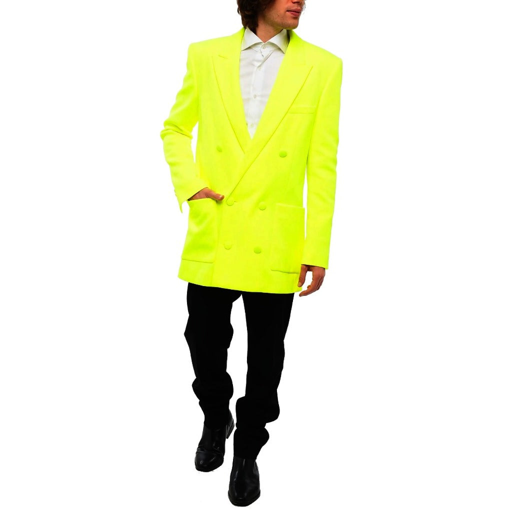 Balmain Polyester Blazer Doppiopetto Giallo Fluo — view 4