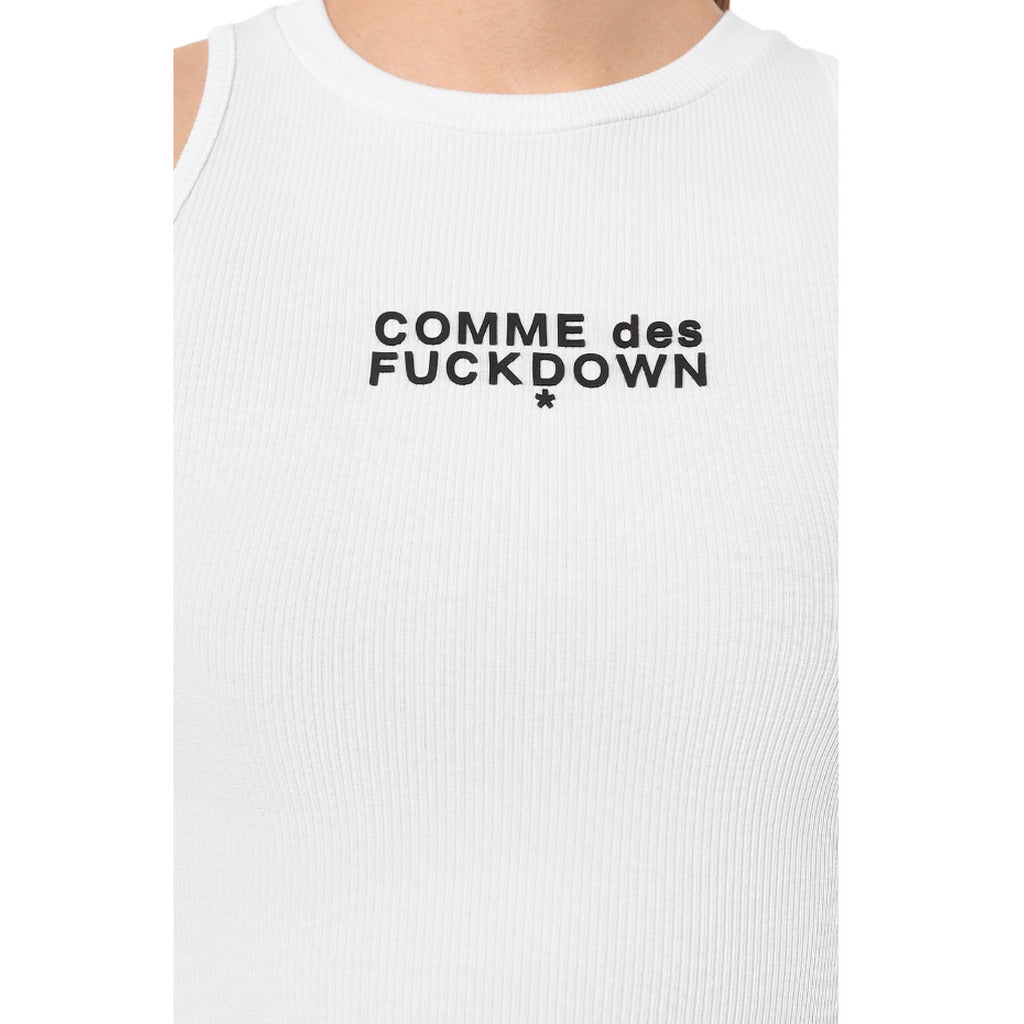 Comme Des Fuckdown Cotton Top Crop In Costina Bianco White — view 5