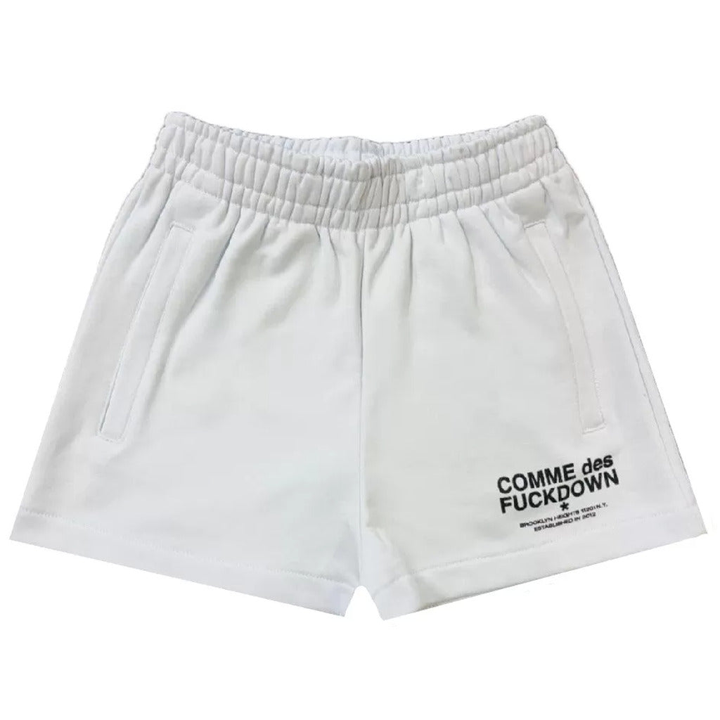 Comme Des Fuckdown Cotton Shorts Bianchi Stampa Logo