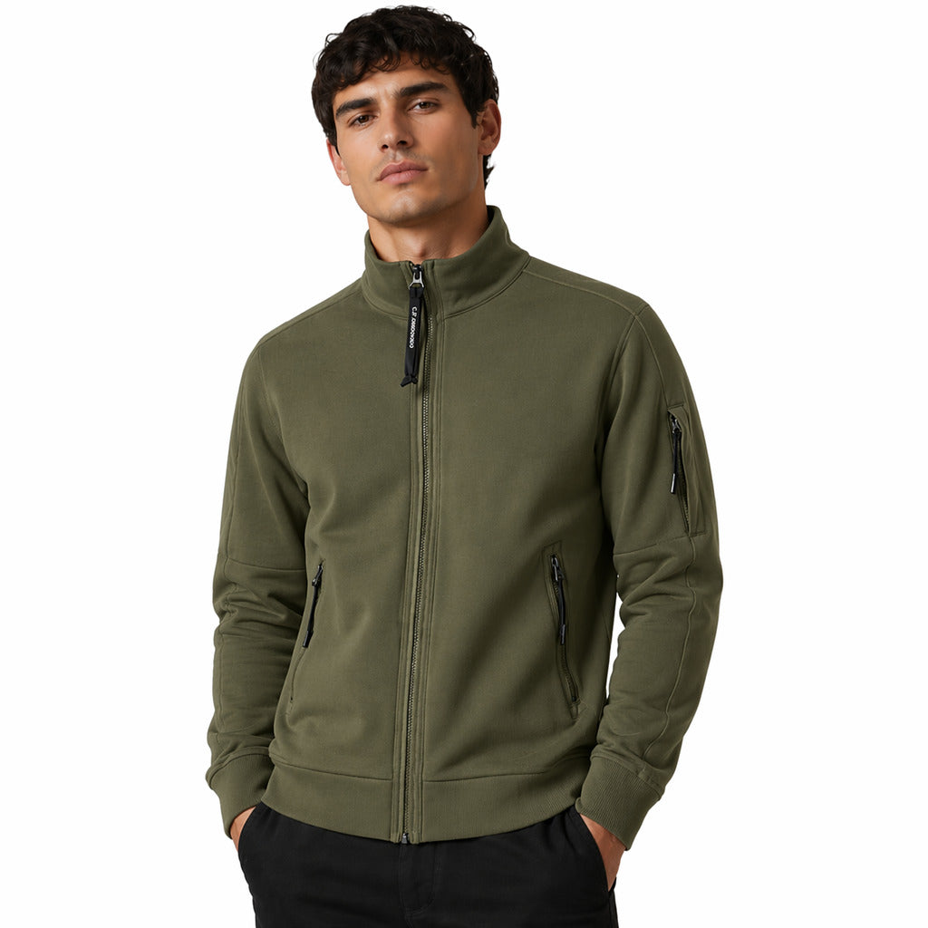 C.P. Company Sweatshirt Polo Collar Green