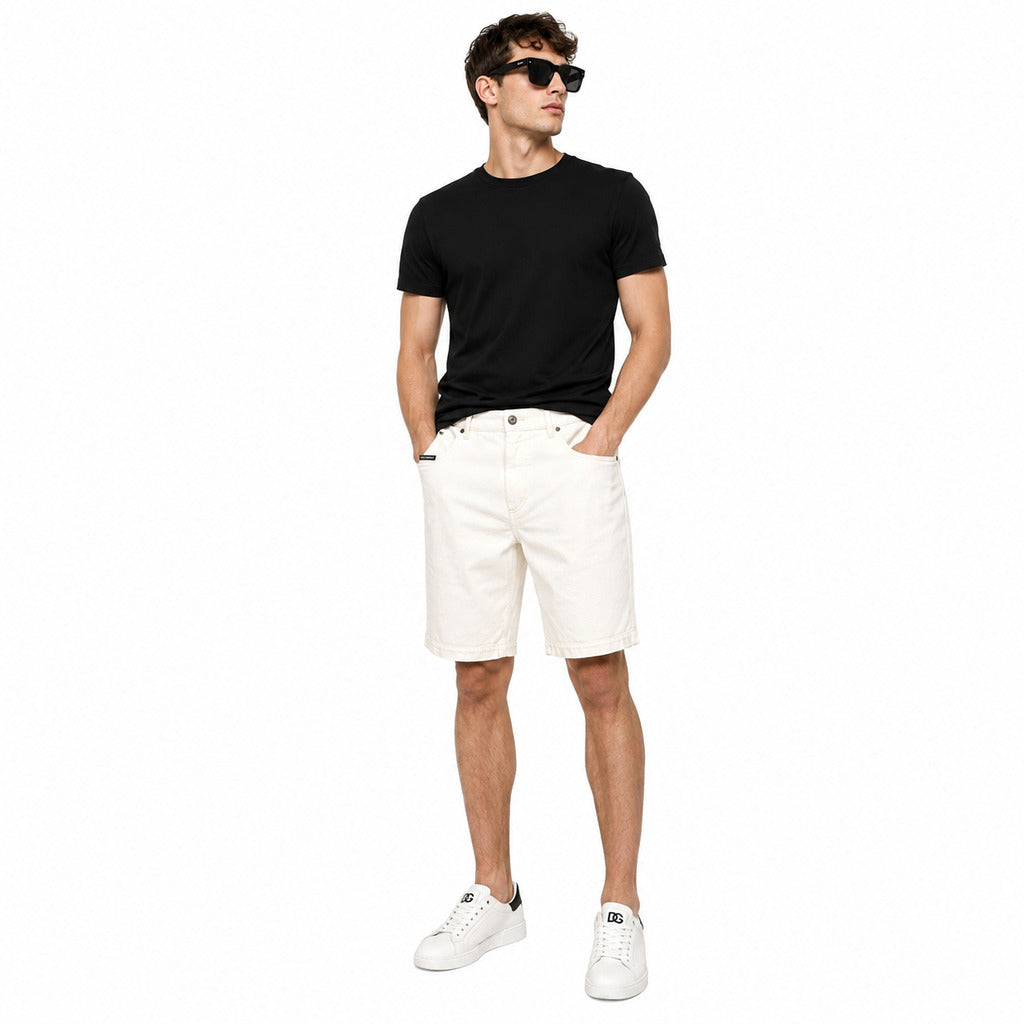 Dolce & Gabbana Cotton Bermuda In Denim White