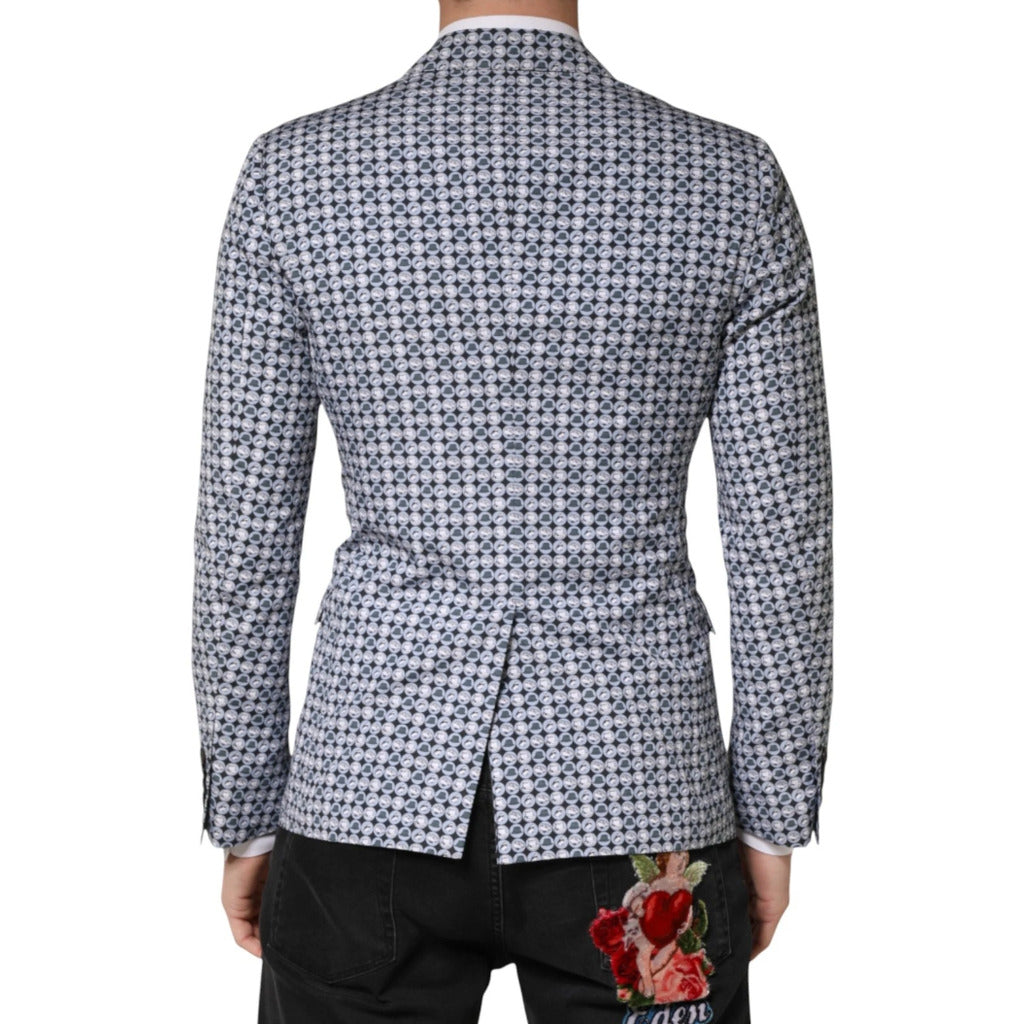Dolce & Gabbana Cotton Blazer Blue Patterned Single Breasted — view 2