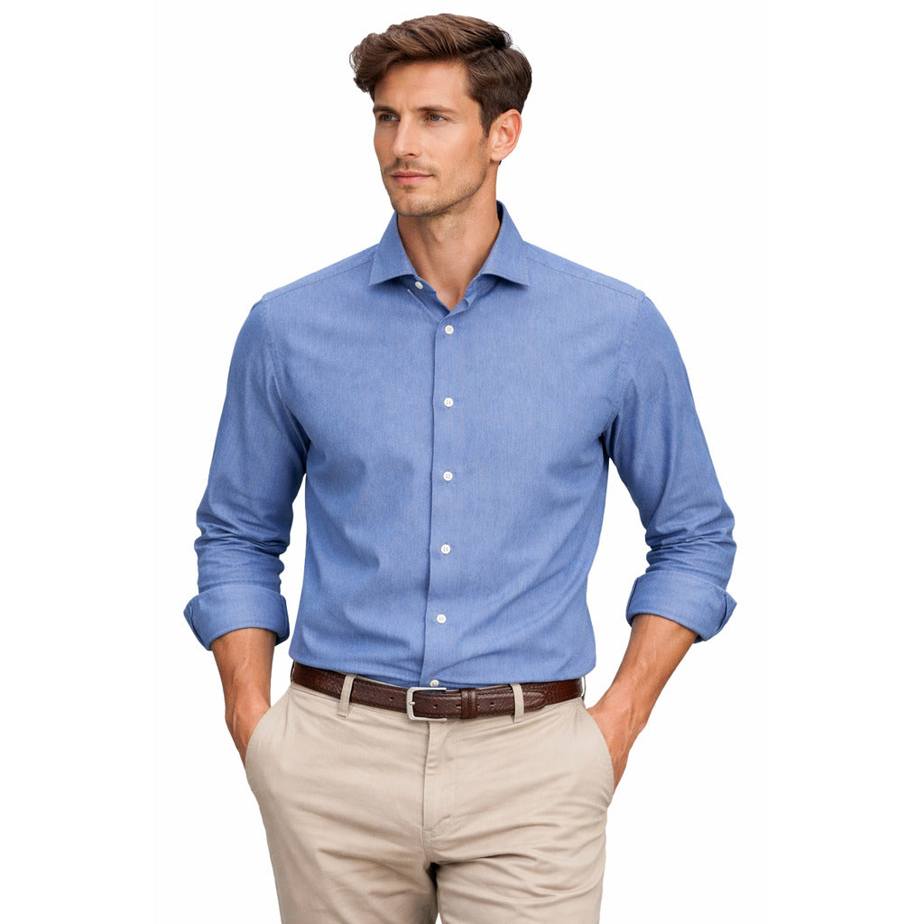 Mc2 Saint Barth Shirt Denim Blue Chiaro Light Blue — view 4