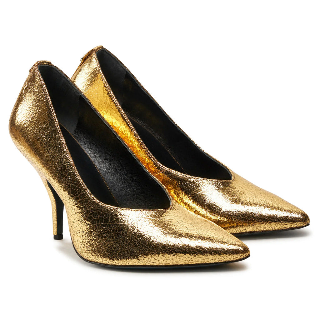 Patrizia Pepe Leather Pumps Craquelé Gold — view 2