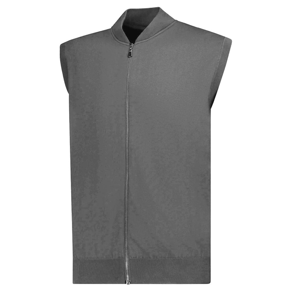Alpha Studio Cotton Vest Zip Grey Gray — view 3