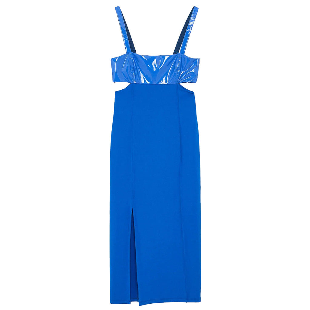 Patrizia Pepe Leather Dress Blue Ray