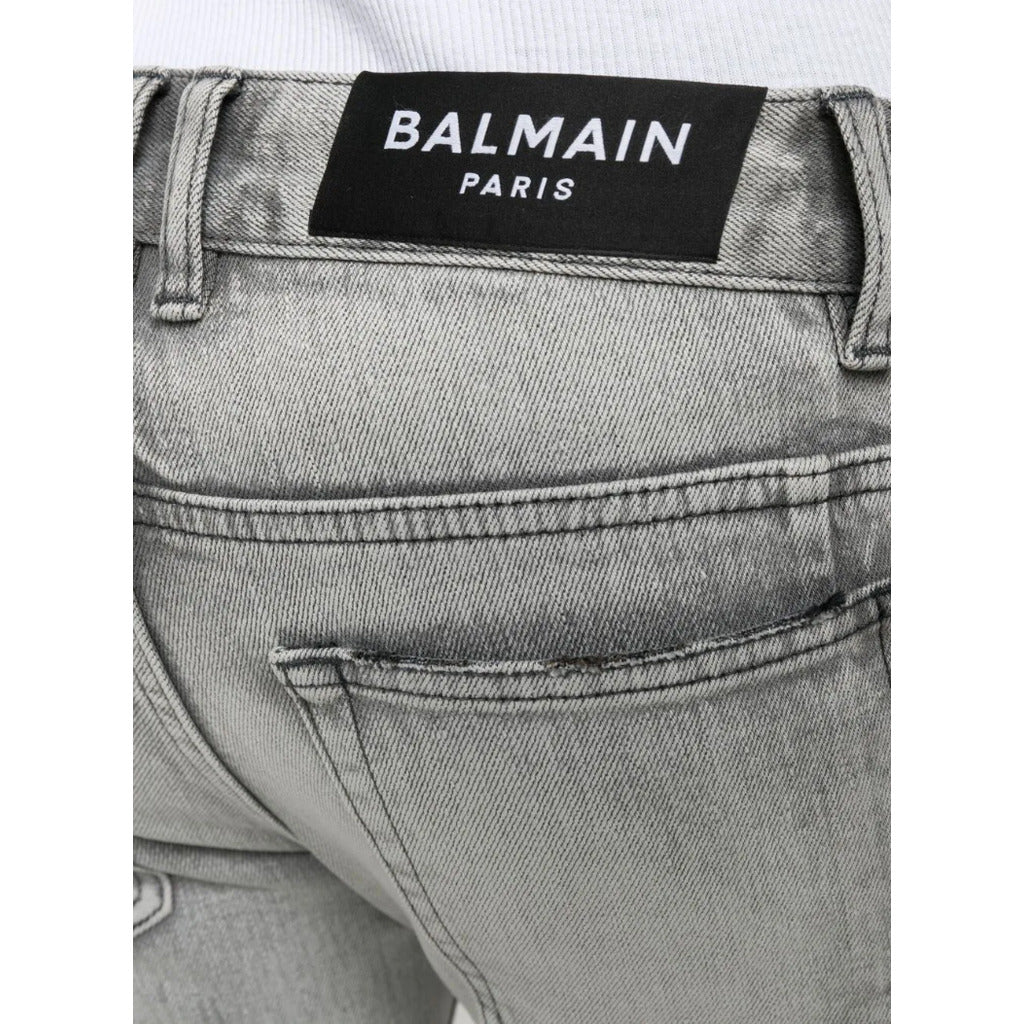 Balmain Cotton Jeans Slim Fit Grigi Grey — view 4