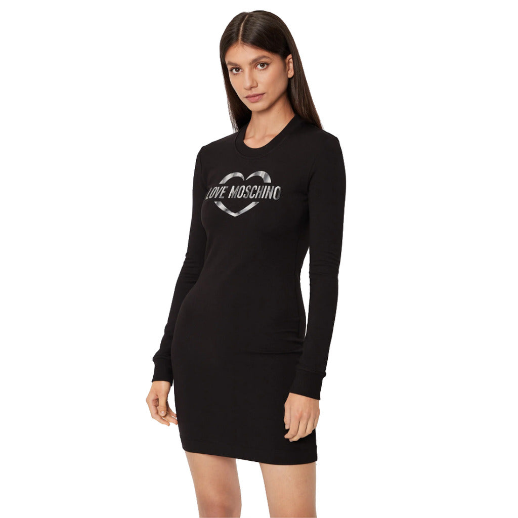 Love Moschino Cotton Blend Dress With Metallic Rubber Logo
