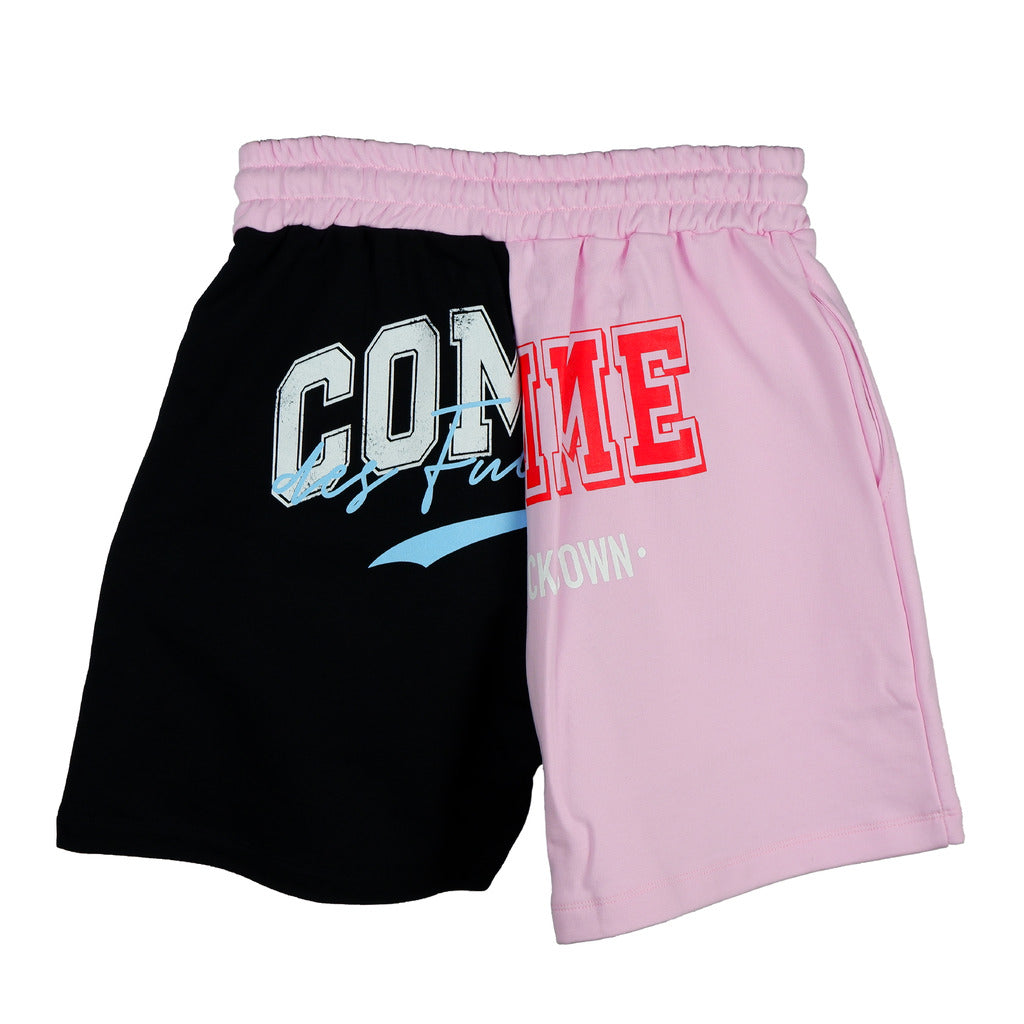 Comme Des Fuckdown Two-Tone Shorts With Rear Graphic Print Drawstring — view 2