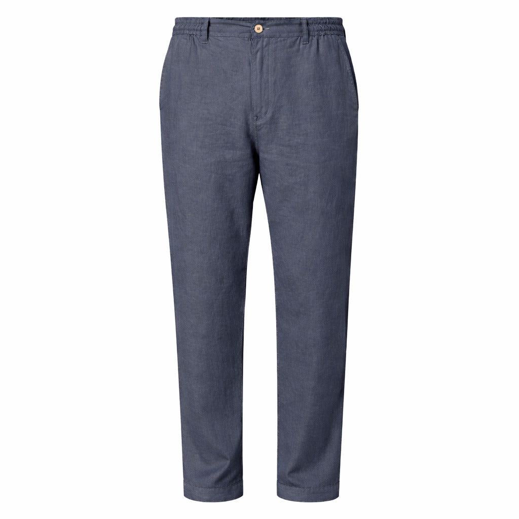 Alpha Studio Linen Trousers Blue