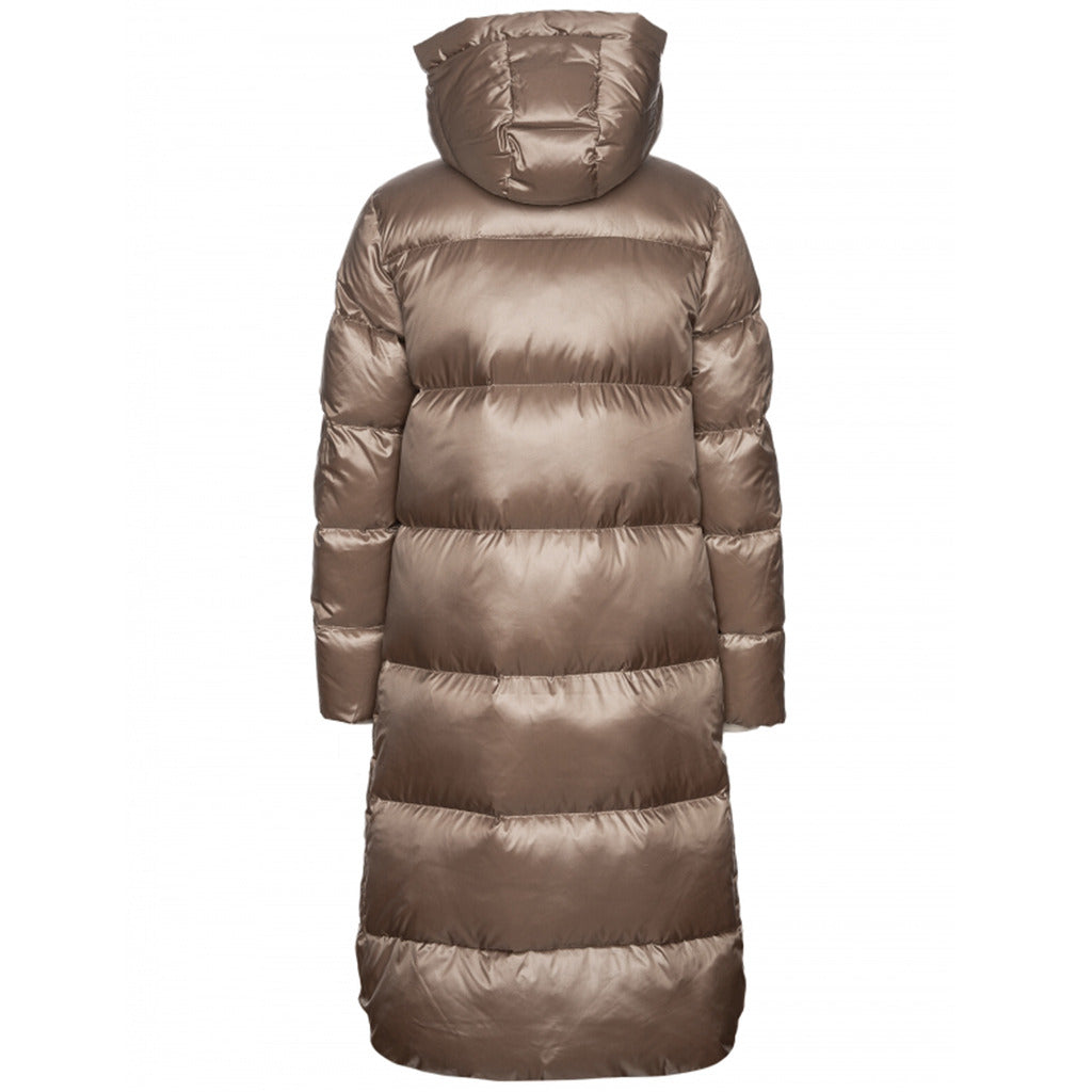 People Of Shibuya Long Quilted Down Jacket In Ultralight Technical Gold — view 2