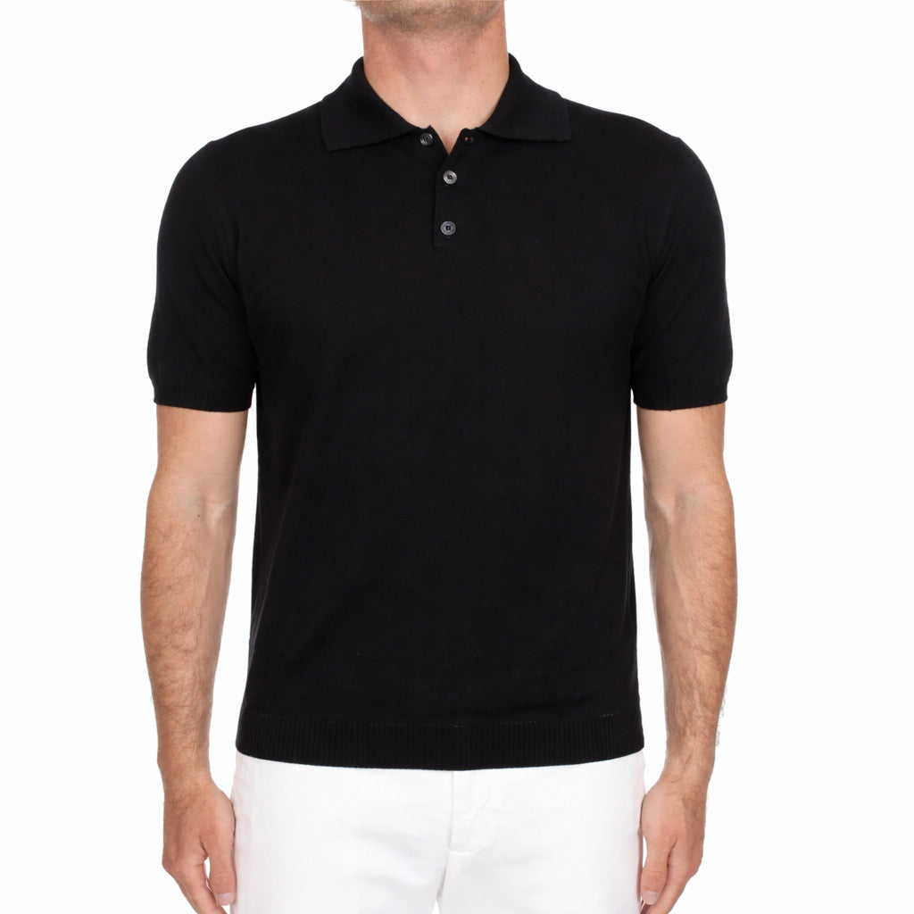 Alpha Studio Cotton Polo Shirt Black