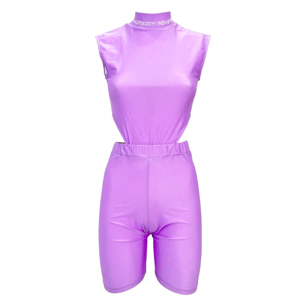 Pharmacy Industry Women'S Lycra Sleeveless Tracksuit With Elasticated Shorts