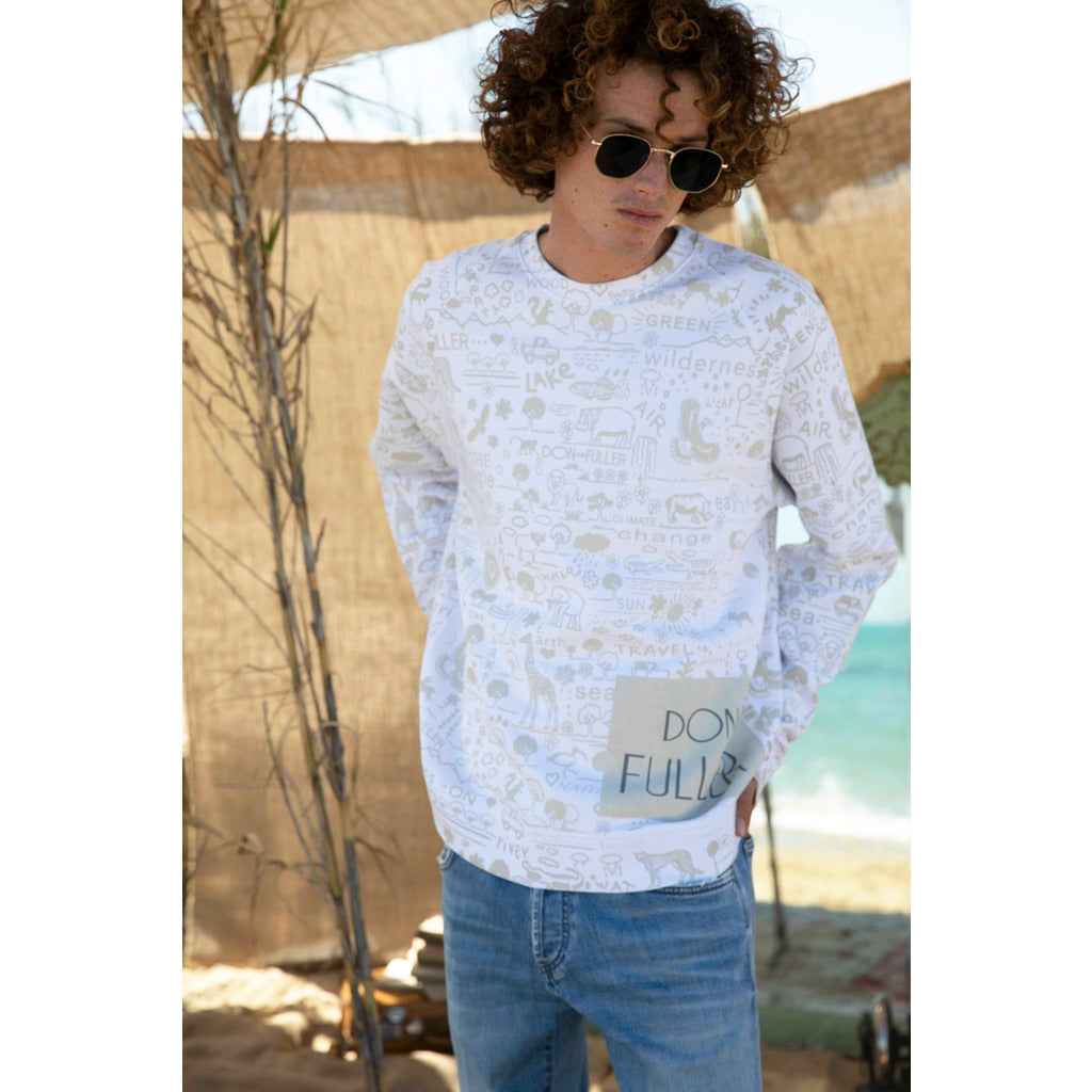 Don The Fuller Cotton T-Shirt, White Color, Brand Design All Over — view 2