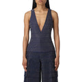 Patrizia Pepe Top Monogram Blue Strass Navy