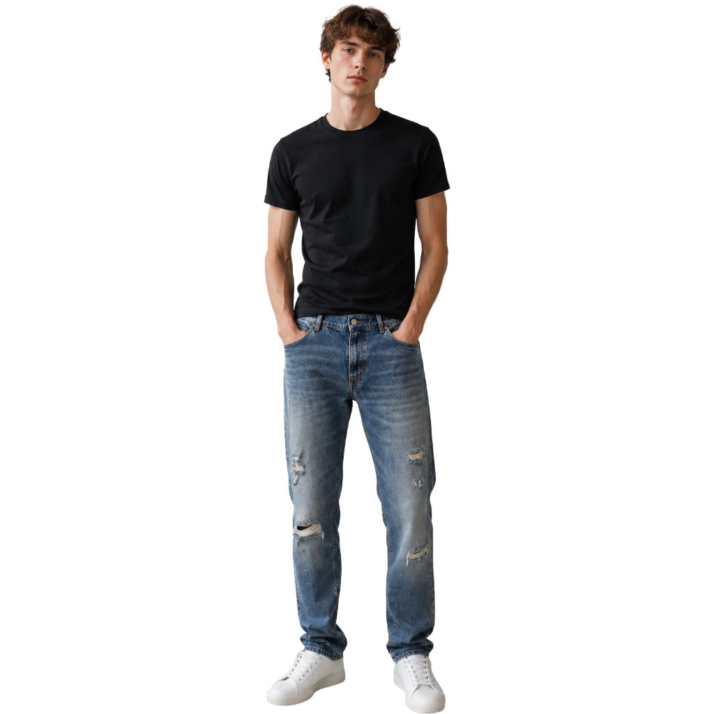 Dolce & Gabbana Cotton Jeans Strappati Blu Blue