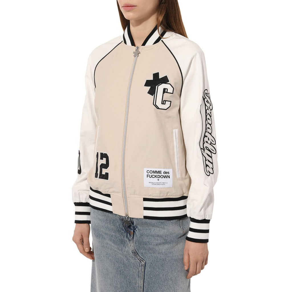 Comme Des Fuckdown Cotton Bomber All-Zip Beige — view 3