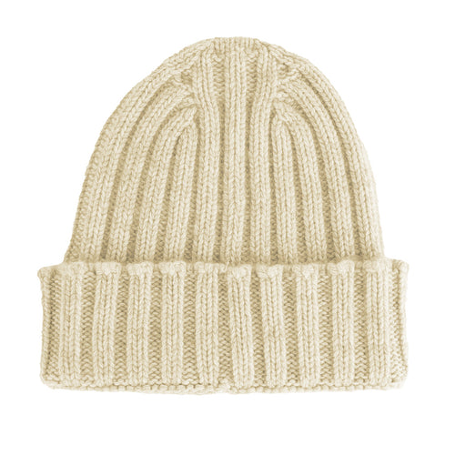 Mütze aus 100 % Kaschmir, beige, englische Strickart