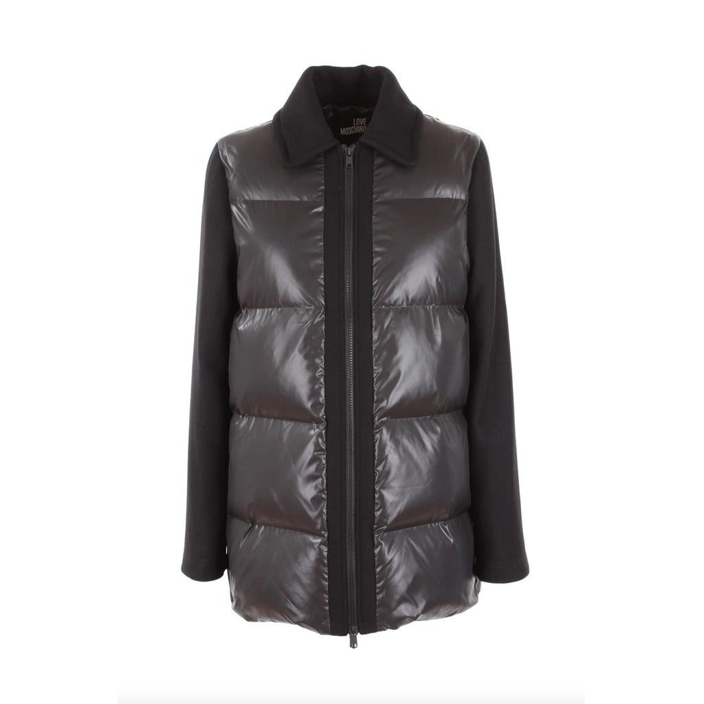 Love Moschino Gray Jacket With Black Sleeves And Collar