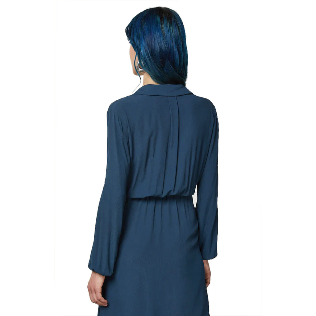 Patrizia Pepe Viscose Dress Midi Petrol Blue — view 3