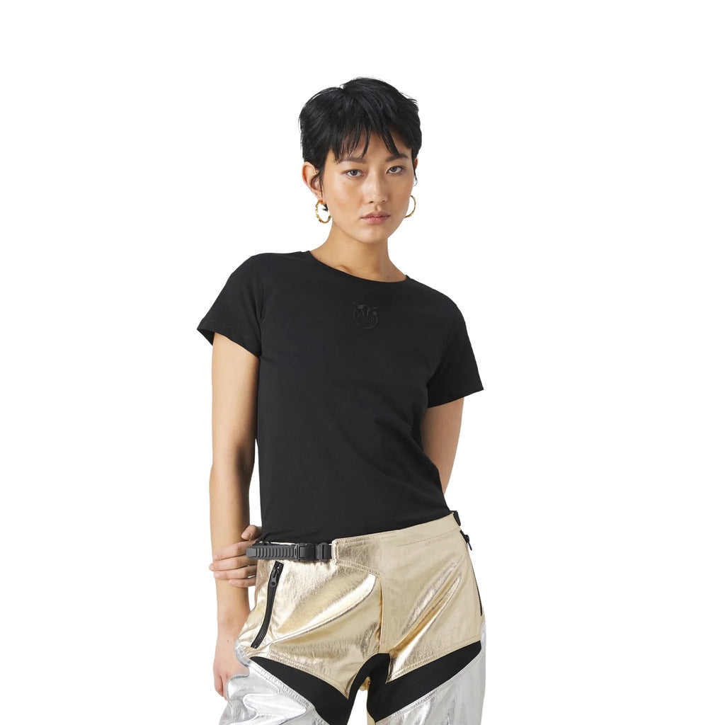 Pinko Leather Trousers Prometeo Gold Silver — view 3
