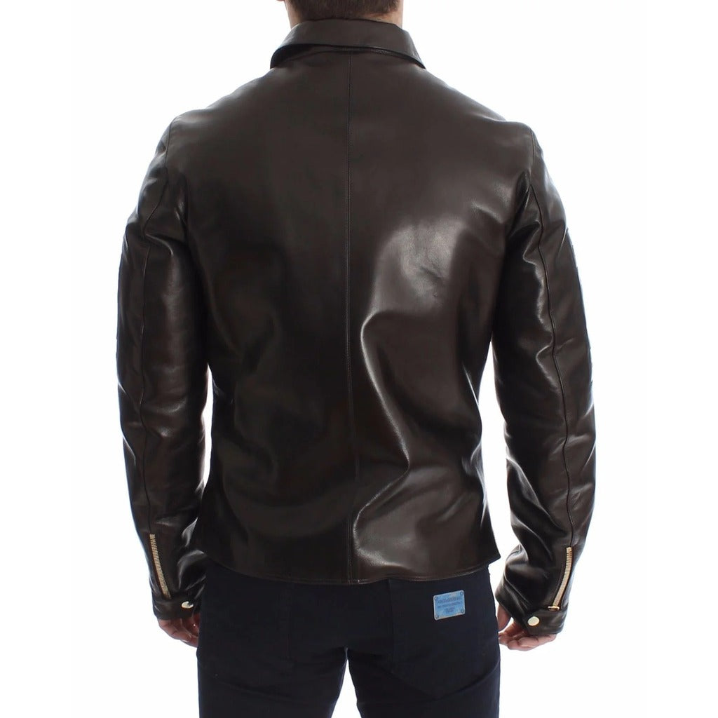 Dolce & Gabbana Leather Jacket Brown — view 2