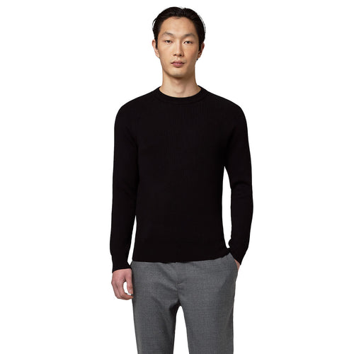 Alpha Studio Crewneck Saddle Merino Black
