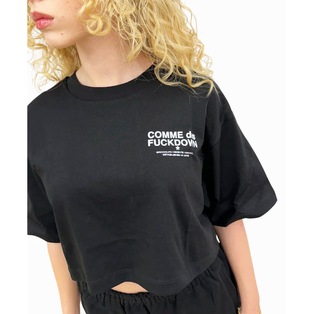 Comme Des Fuckdown Cotton T-Shirt Corta Stampa Logo — view 3