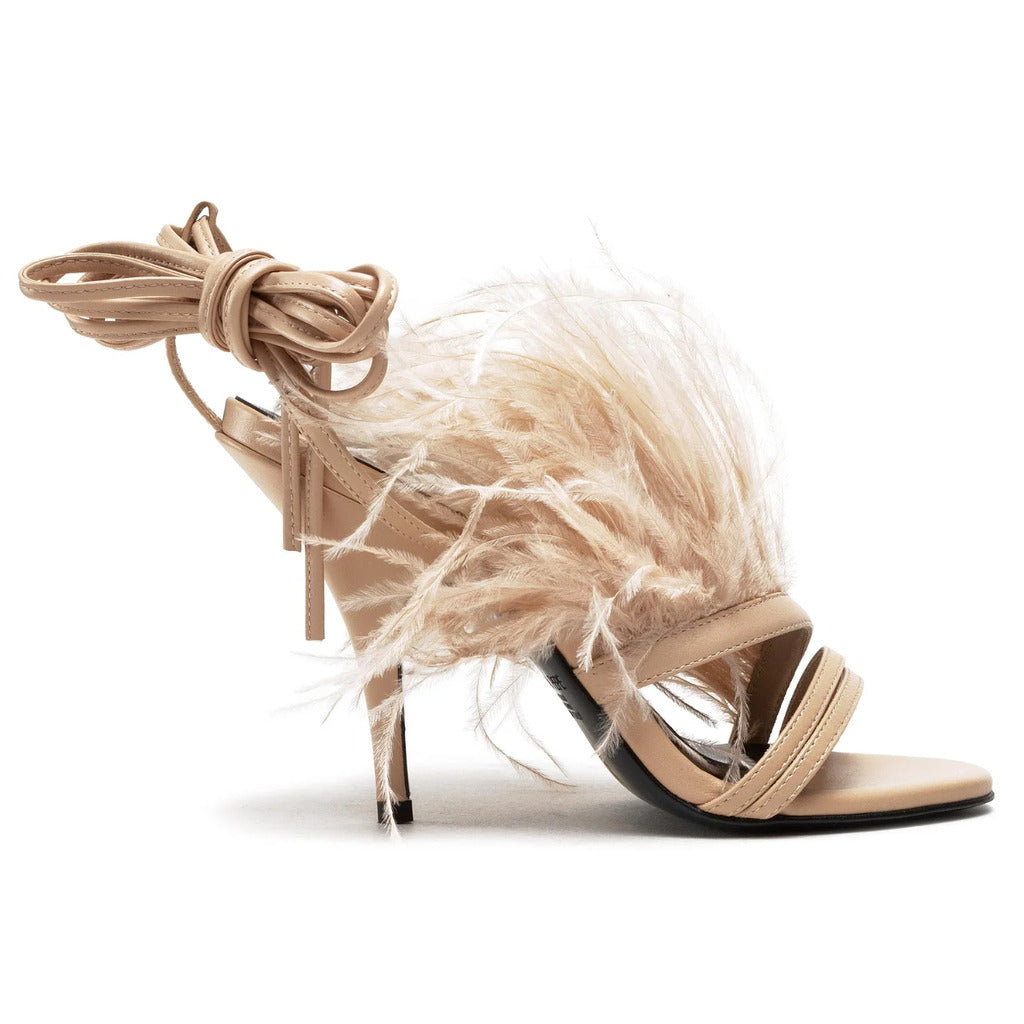 Patrizia Pepe Calfskin Sandali Pelle Con Piume — view 2
