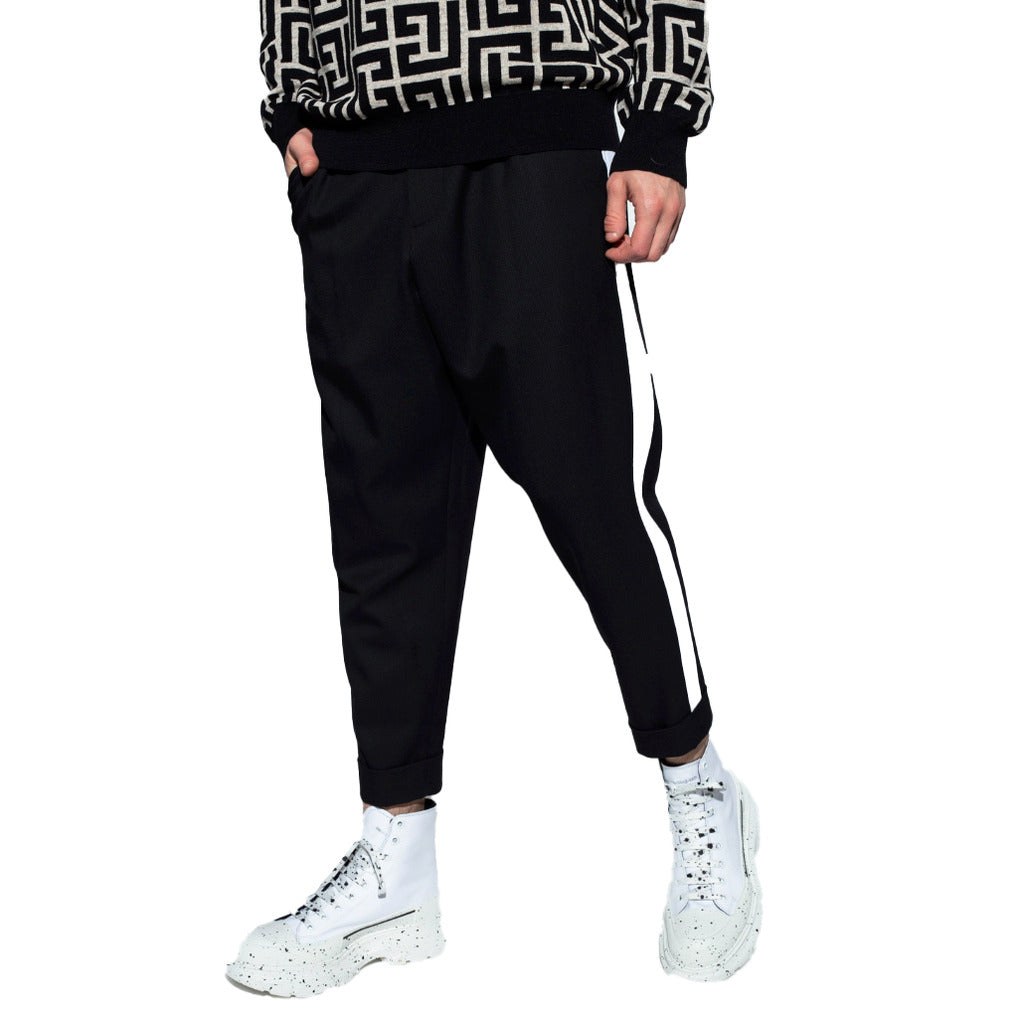 Balmain Cotton Trousers Neri Eleganti Black — view 3