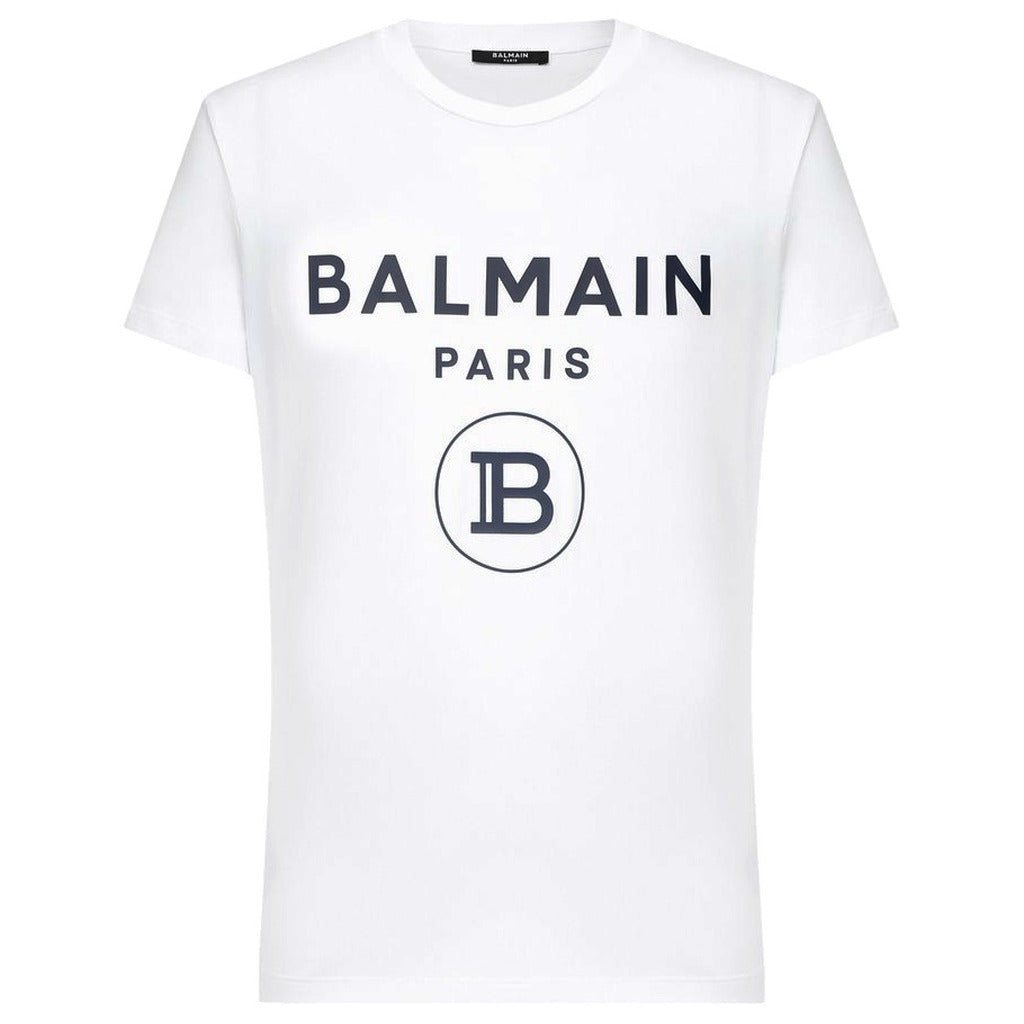 Balmain Cotton T-Shirt Stampa Logo Gommato