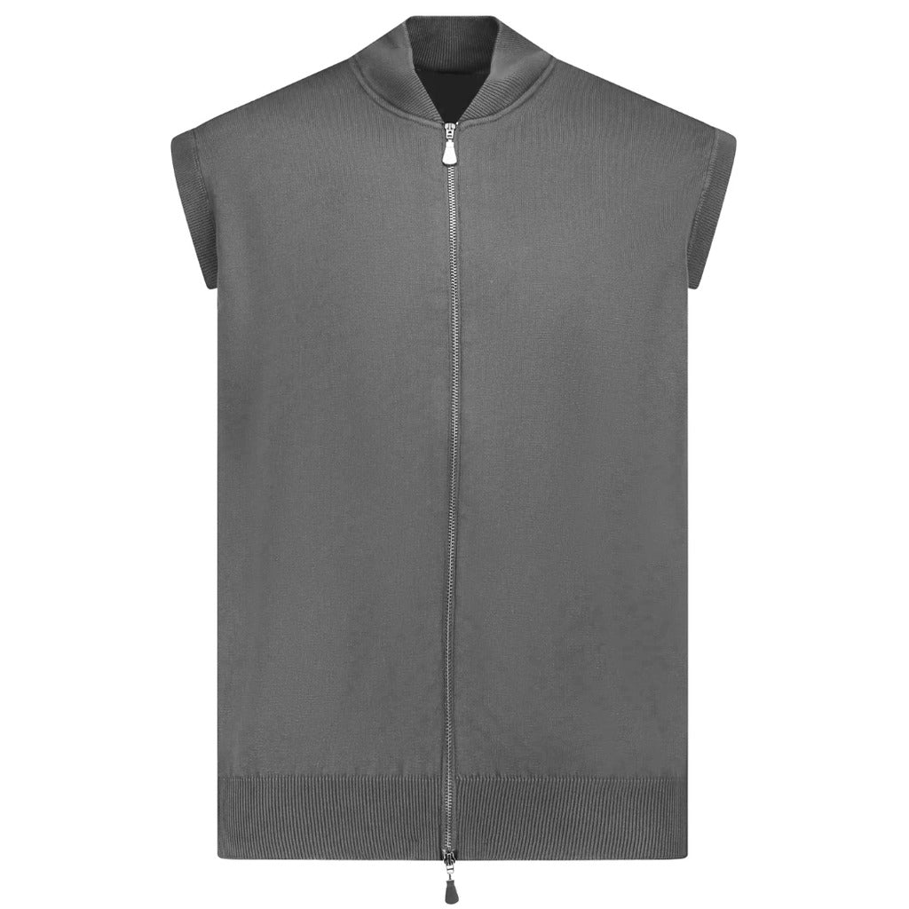 Alpha Studio Cotton Vest Zip Grey Gray — view 2
