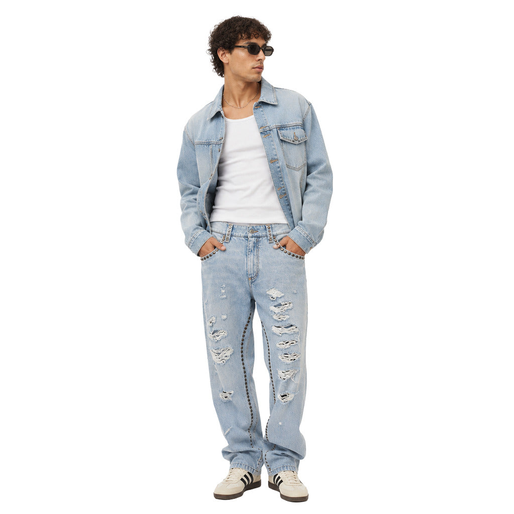 Dolce & Gabbana Pantalone In Denim Con Borchie