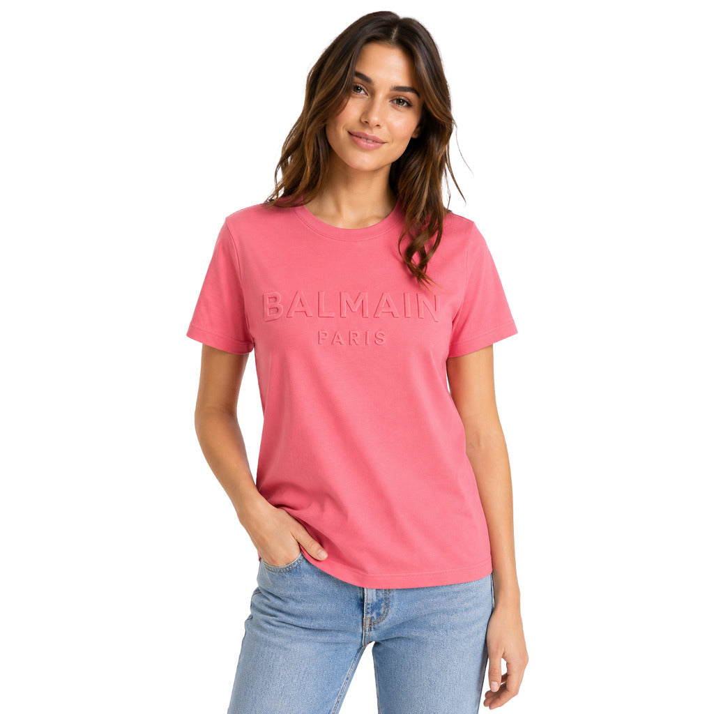 Balmain Cotton T-Shirt  Embossed Logo — view 2