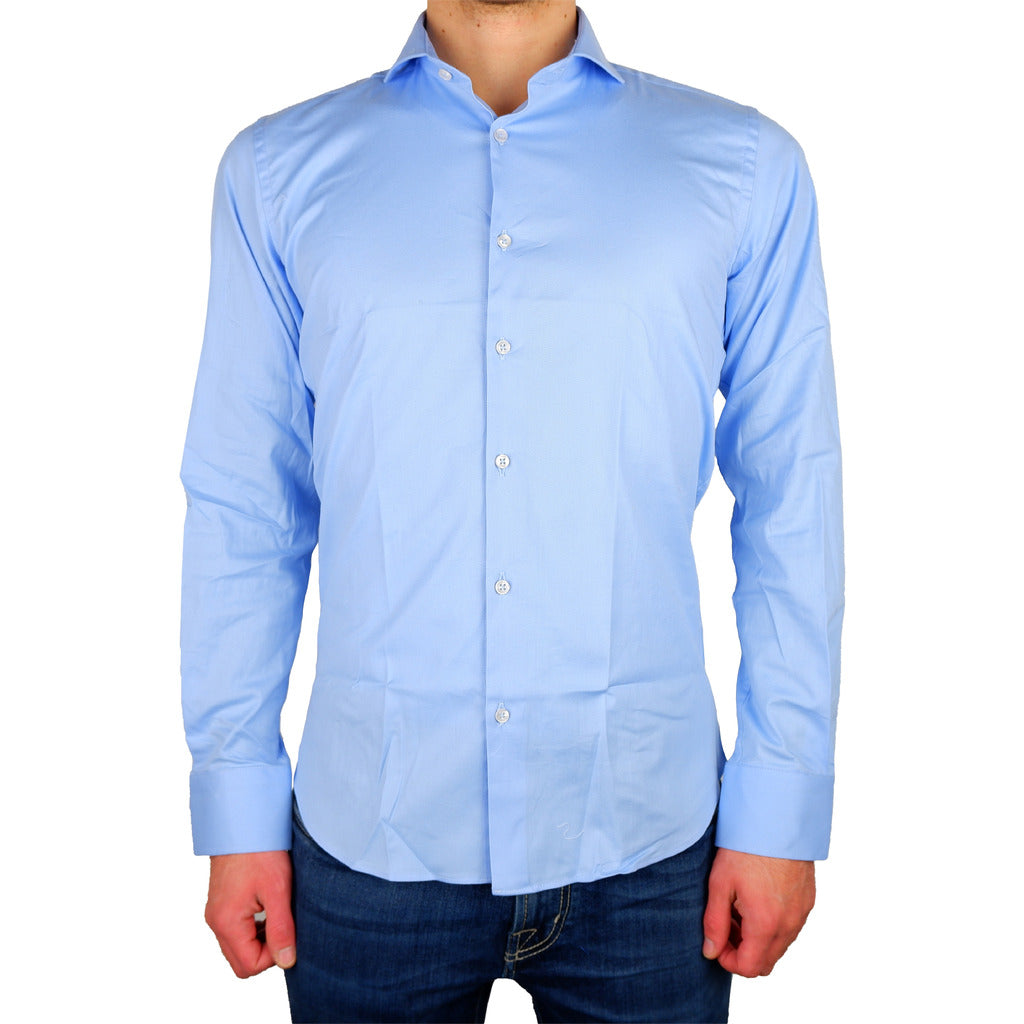 100% Milano Cotton Shirt Sky Blue Light Blue